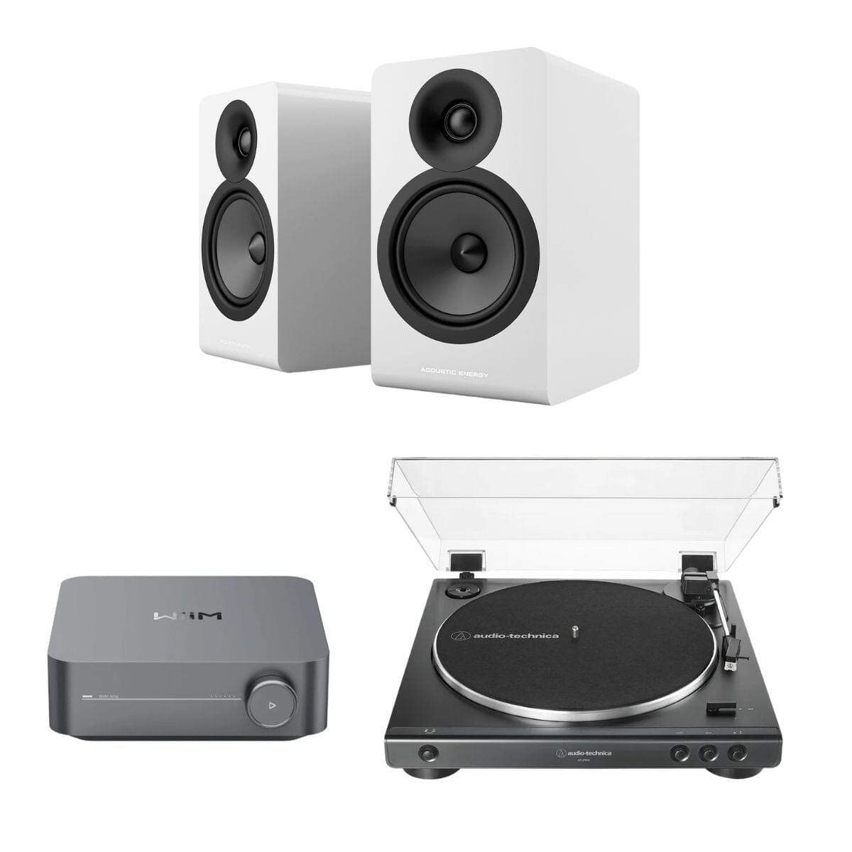 WiiM AMP + Audio-Technica LP60X + Acoustic Energy AE100² Bookshelf Speakers