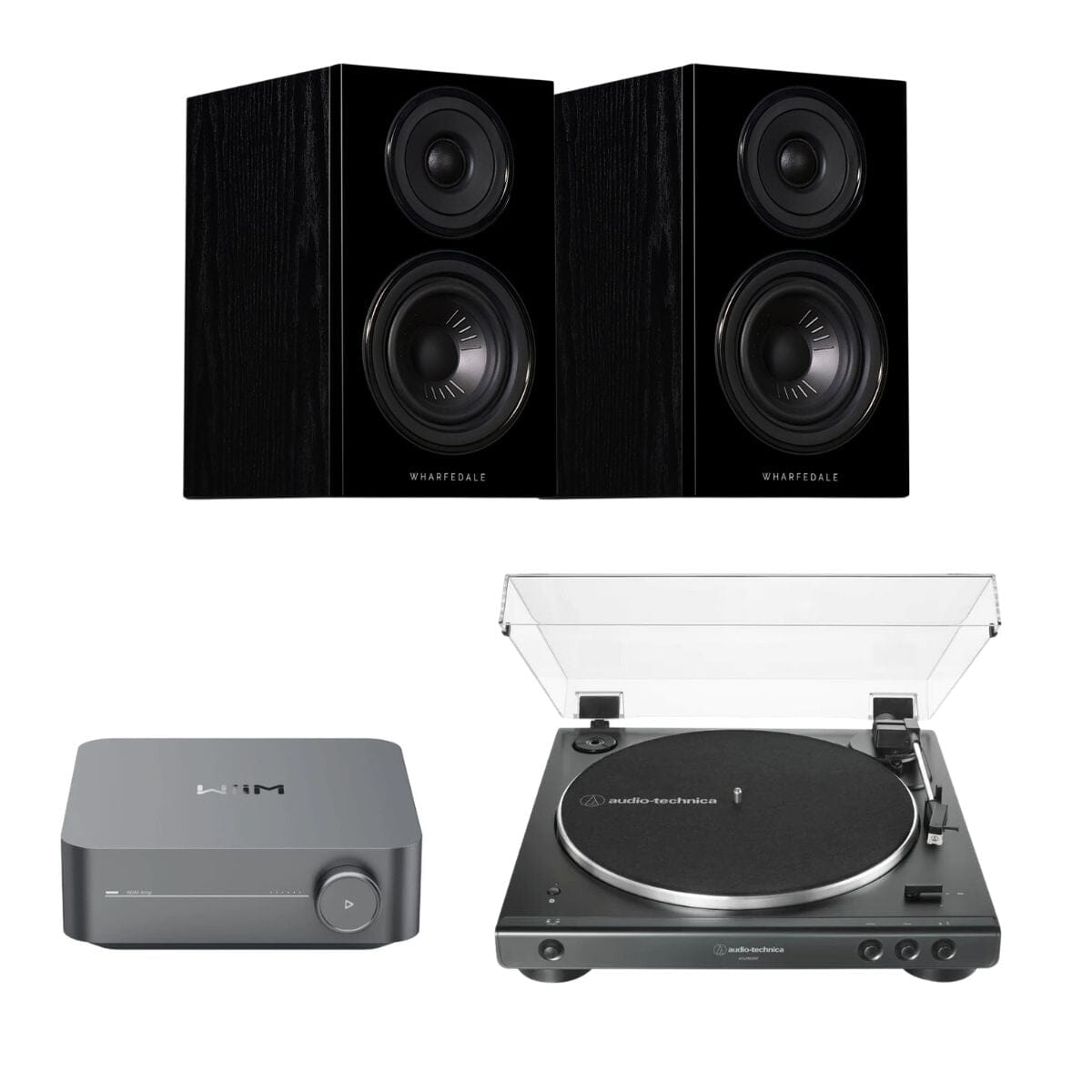 WiiM AMP + Audio-Technica LP60X + Wharfedale Diamond 12.0 Bookshelf Speakers