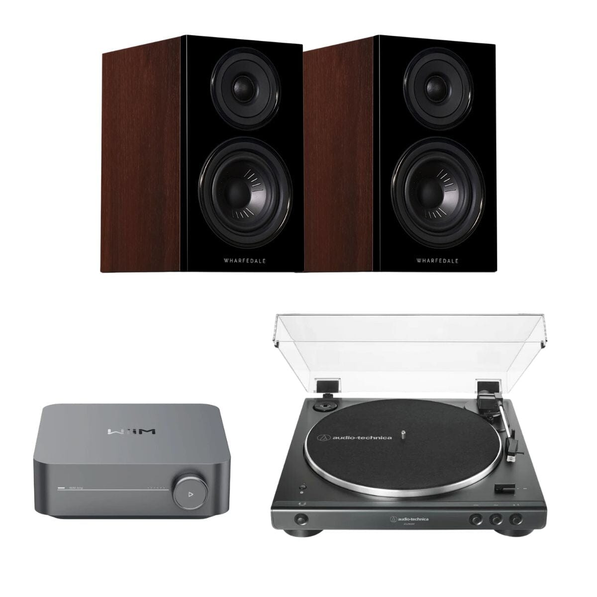 WiiM AMP + Audio-Technica LP60X + Wharfedale Diamond 12.0 Bookshelf Speakers