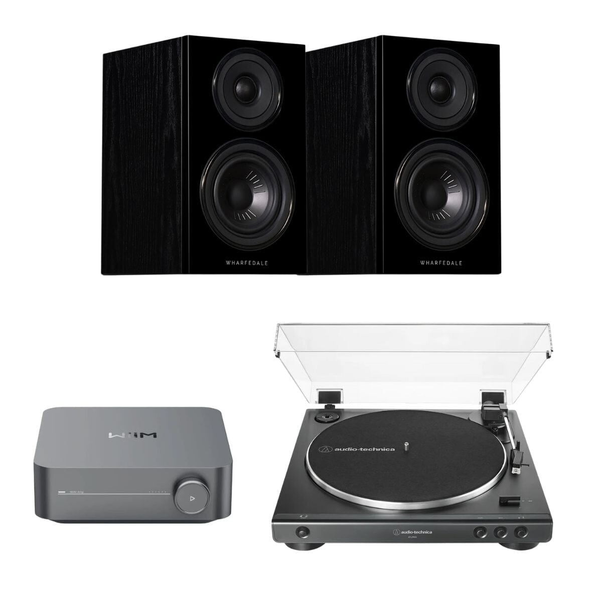 WiiM AMP + Audio-Technica LP60X + Wharfedale Diamond 12.0 Bookshelf Speakers