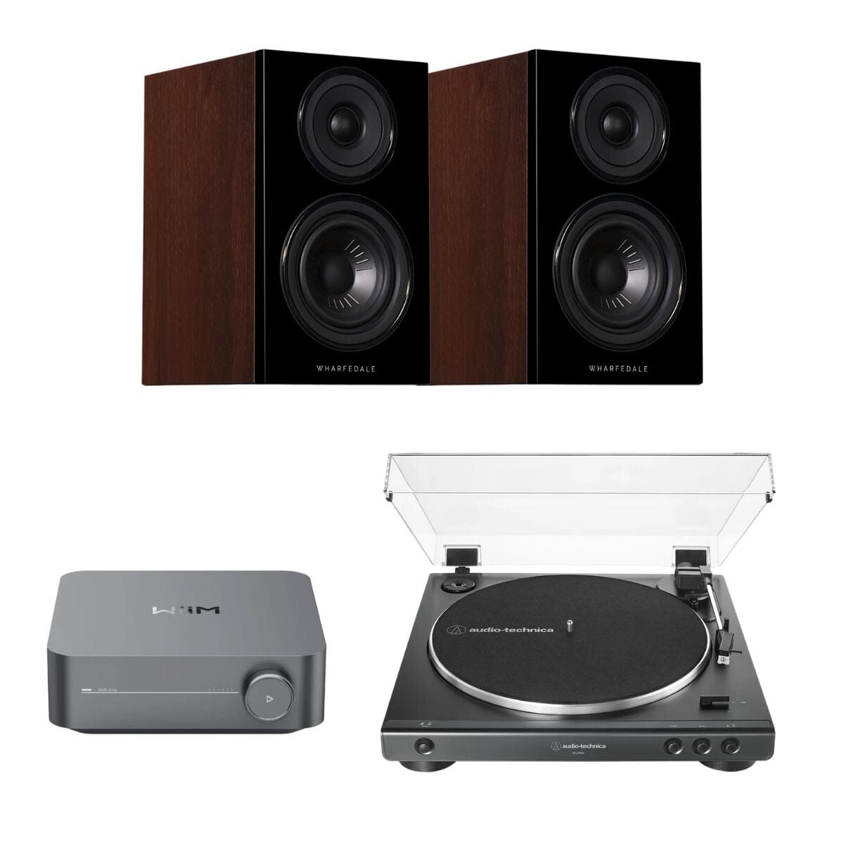 WiiM AMP + Audio-Technica LP60X + Wharfedale Diamond 12.0 Bookshelf Speakers