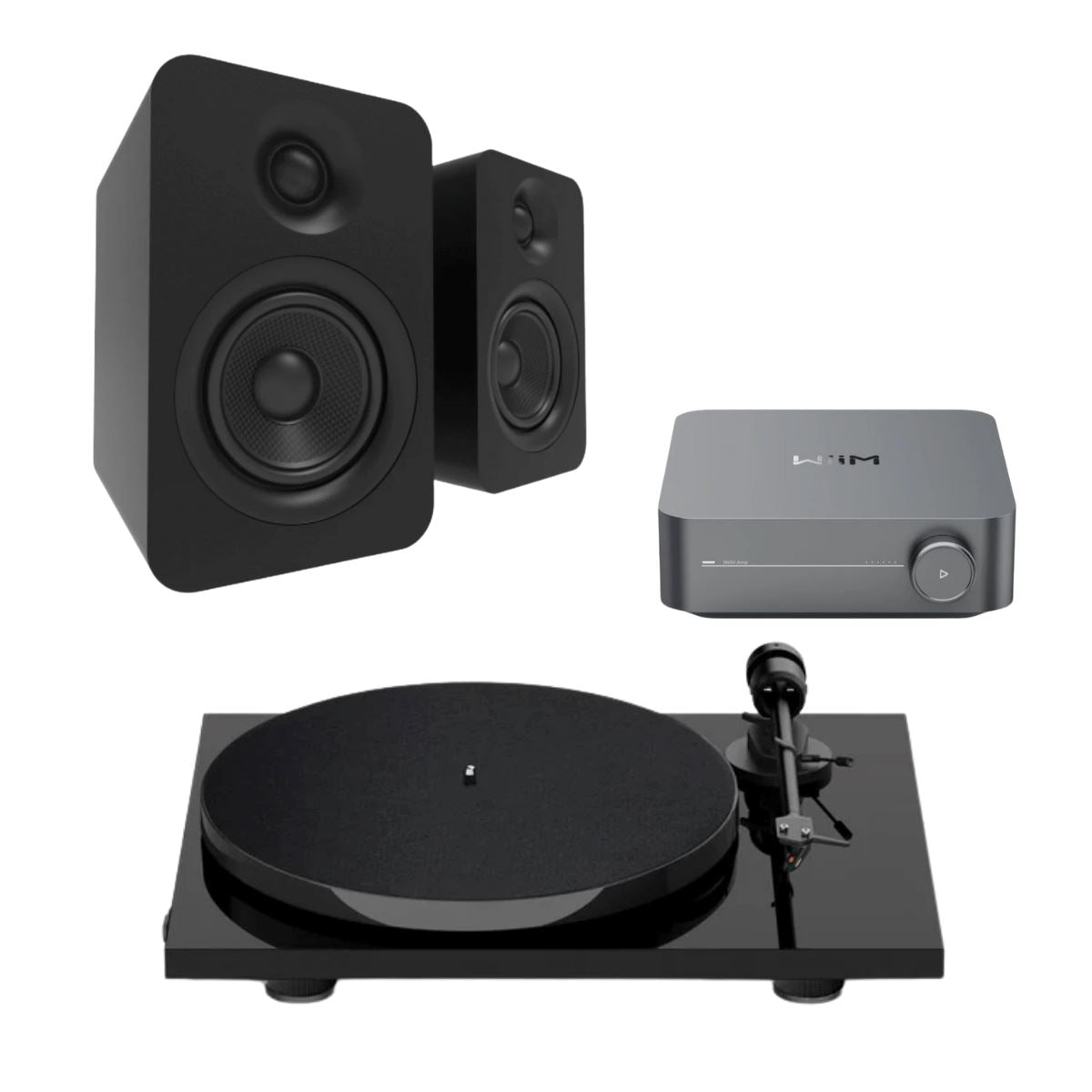 WiiM Amp + Kanto YU  4" Passive Speakers + Pro-Ject E1 Phono Turntable