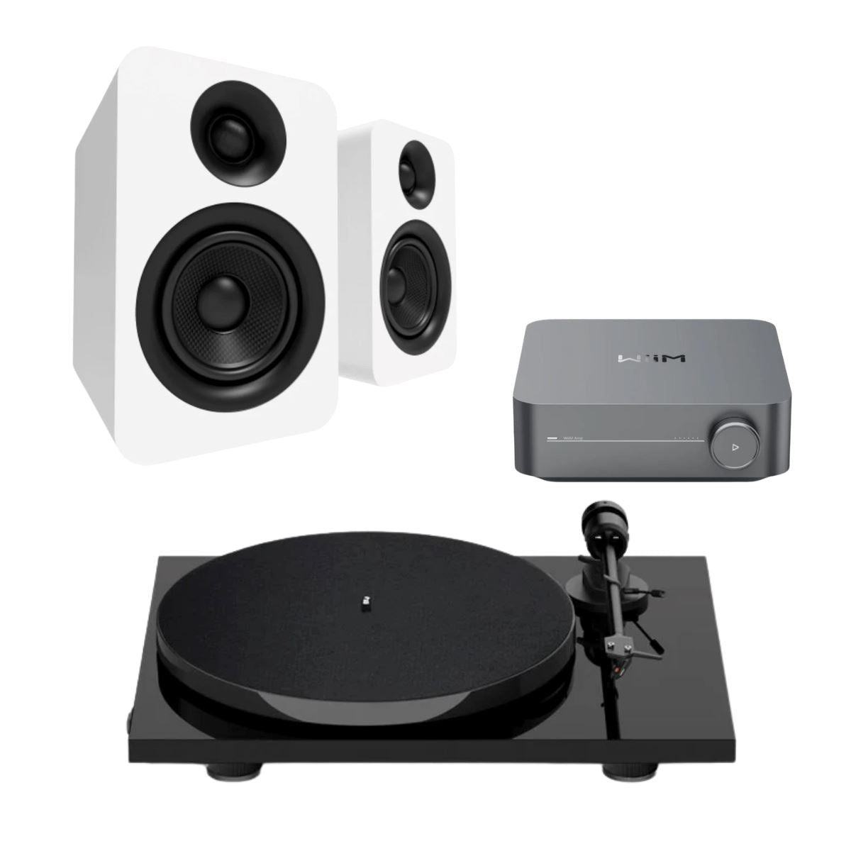 WiiM Amp + Kanto YU  4" Passive Speakers + Pro-Ject E1 Phono Turntable