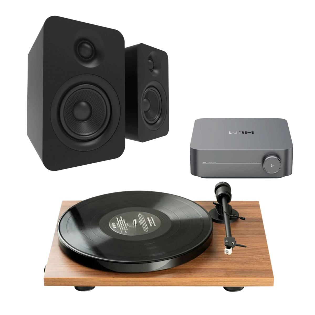 WiiM Amp + Kanto YU  4" Passive Speakers + Pro-Ject E1 Phono Turntable