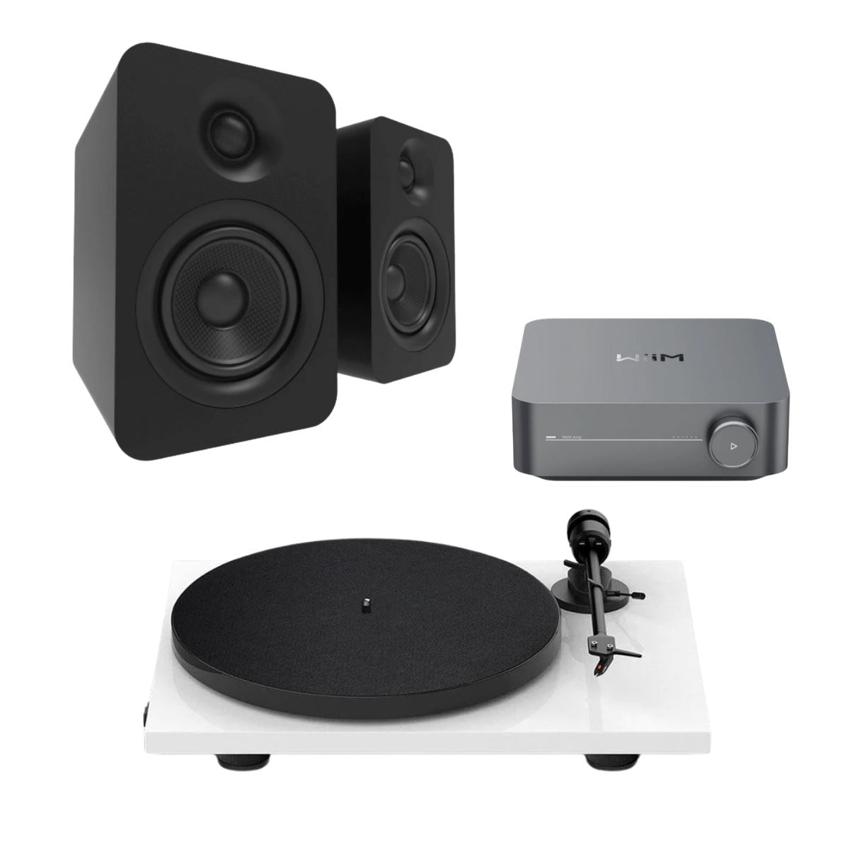 WiiM Amp + Kanto YU  4" Passive Speakers + Pro-Ject E1 Phono Turntable