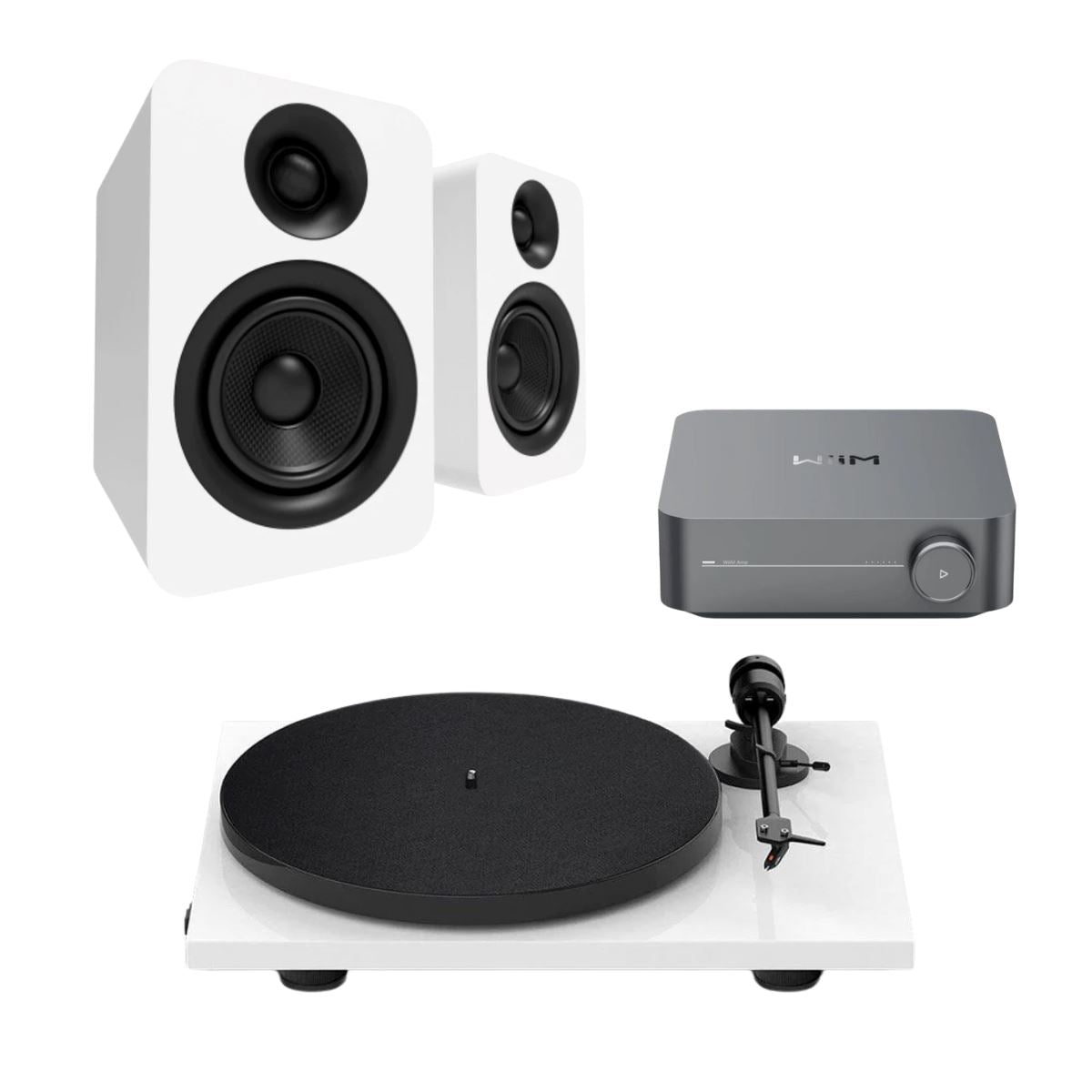 WiiM Amp + Kanto YU  4" Passive Speakers + Pro-Ject E1 Phono Turntable
